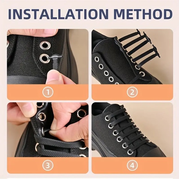 3️⃣3/25 Elastic Lazy Silicone Shoelaces (Black) (16pcs/set) - Picture 5 of 9